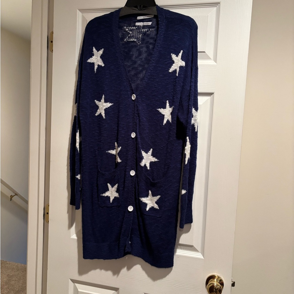Navy Star Cardigan Sweater